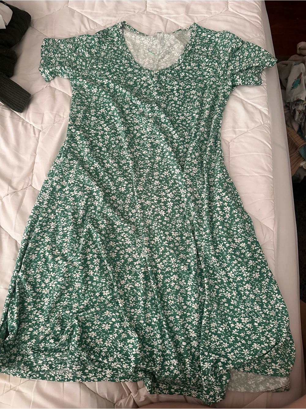 Green Floral A-Line Women's Dress